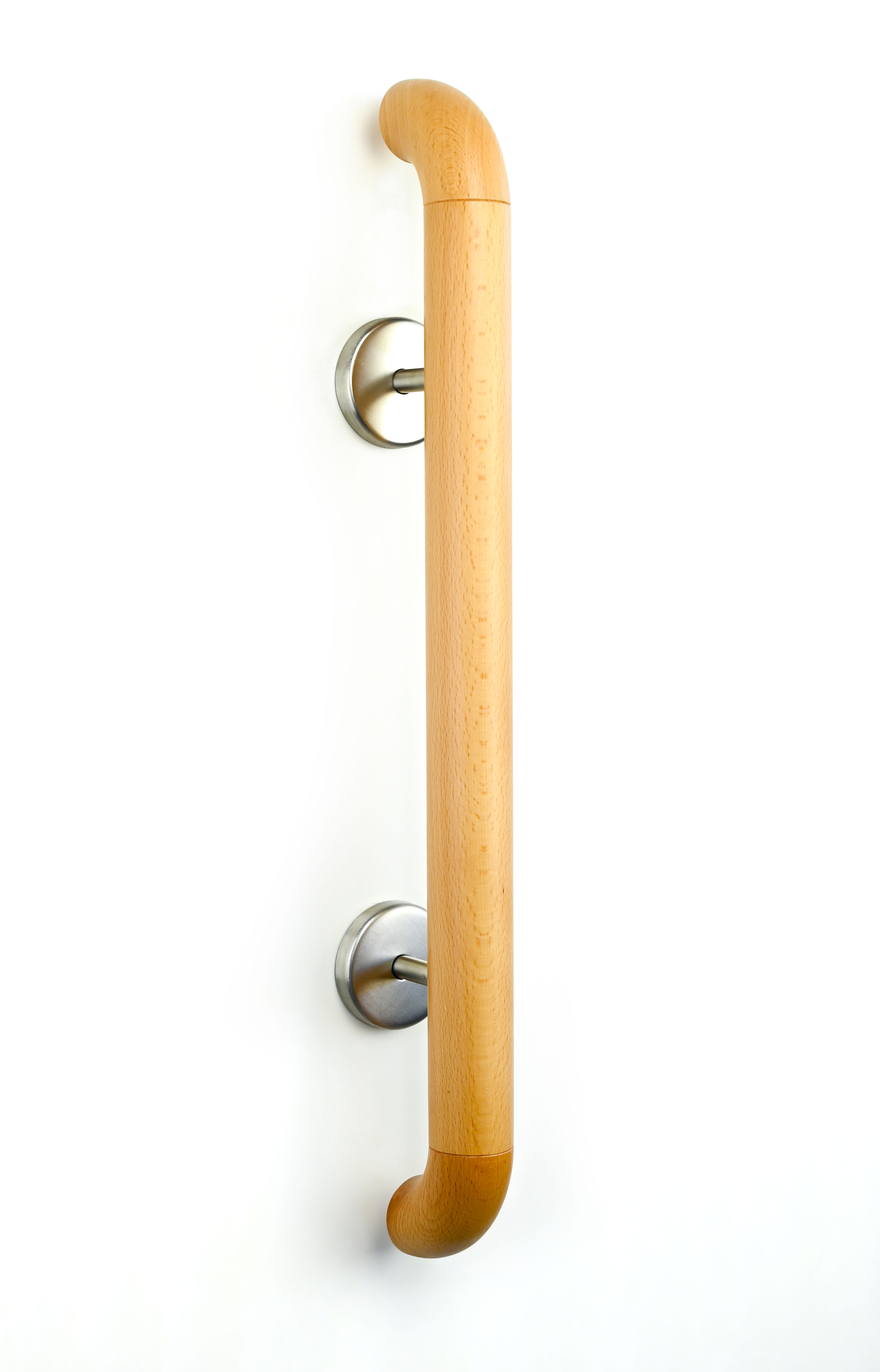 Holz-Haltegriff-Set in Buche mit Abschlussbögen und Haltern - 50 cm